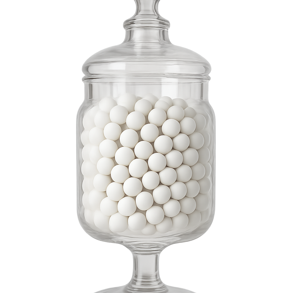 transparent white sixlets